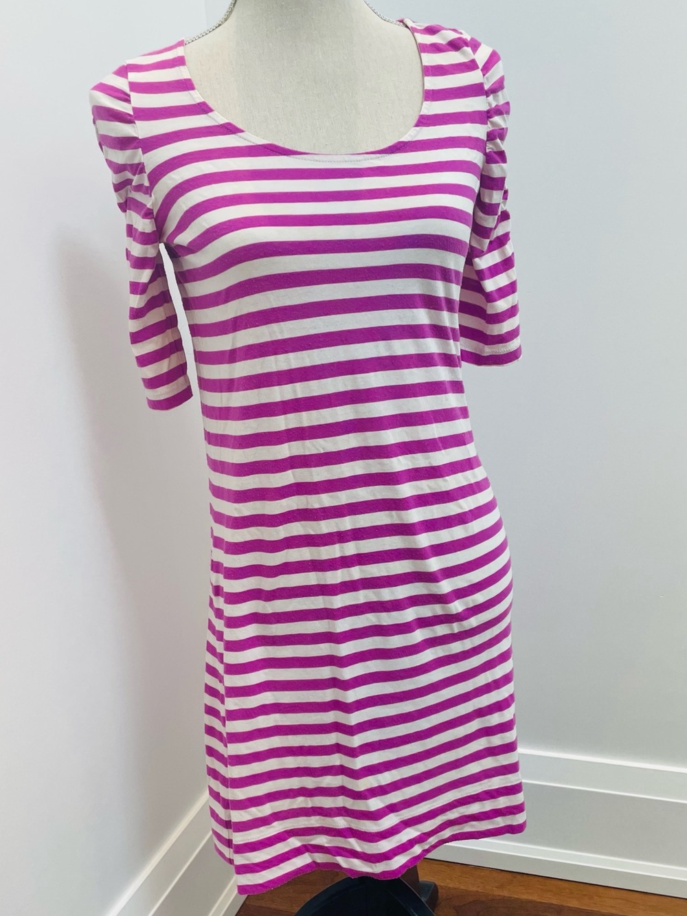 Lilly Pulitzer Pink & White Striped Scoop Neck Midi Cotton Dress
